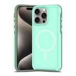 For iPhone 15 Pro Max Shockproof MagSafe Armor PC Hybrid TPU Phone Case(Mint Green+Grayish Green)