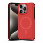 For iPhone 15 Pro Shockproof MagSafe Armor PC Hybrid TPU Phone Case(Red+Black)