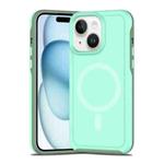 For iPhone 15 Shockproof MagSafe Armor PC Hybrid TPU Phone Case(Mint Green+Grayish Green)