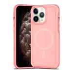 For iPhone 11 Pro Max Shockproof MagSafe Armor PC Hybrid TPU Phone Case(Light Pink+Coral Red)