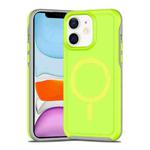 For iPhone 11 Shockproof MagSafe Armor PC Hybrid TPU Phone Case(Fluorescent Green+Gray)