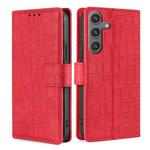 For Samsung Galaxy S25 5G Skin Feel Crocodile Magnetic Clasp Leather Phone Case(Red)