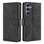 For Samsung Galaxy S25+ 5G Skin Feel Crocodile Magnetic Clasp Leather Phone Case(Black)