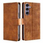 For Samsung Galaxy S25+ 5G Skin Feel Crocodile Magnetic Clasp Leather Phone Case(Brown)