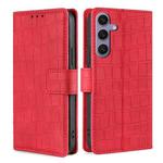 For Samsung Galaxy S25+ 5G Skin Feel Crocodile Magnetic Clasp Leather Phone Case(Red)