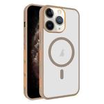 For iPhone 11 Pro Max Frosted Translucent Side Ice Fog Cooling MagSafe Phone Case(Khaki)