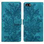 For iPhone 6 / 7 / SE 2022 Lace Floral Embossed Magnetic Buckle PU Phone Case With Wrist Strap(Green)