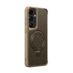 For Samsung Galaxy S25+ / S24+ 5G Carbon Fiber Texture 360 MagSafe Holder Phone Case(Desert Gold)