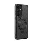 For Samsung Galaxy S25+ / S24+ 5G Carbon Fiber Texture 360 MagSafe Holder Phone Case(Black)
