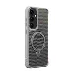 For Samsung Galaxy S25+ / S24+ 5G Carbon Fiber Texture 360 MagSafe Holder Phone Case(Titanium Gray)
