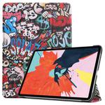 For iPad Air 11 2024 / 2022 / 2020 10.9 Colored Drawing Horizontal Flip Leather Case with Three-folding Holder & Sleep / Wake-up Function(Graffiti)