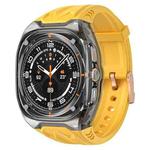 For Samsung Galaxy Watch Ultra 47mm Modified PC Hybrid TPU Watch Case Band(Yellow Clear Black)