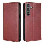 For Samsung Galaxy S25 5G Gloss Oil Solid Color Magnetic Leather Phone Case(Brown)