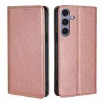 For Samsung Galaxy S25+ 5G Gloss Oil Solid Color Magnetic Leather Phone Case(Rose Gold)