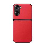 For Honor 60 Litchi Leather Magnetic Full Coverage Shockproof Phone Case(Red)