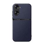 For Honor 60 Litchi Leather Magnetic Full Coverage Shockproof Phone Case(Navy Blue)