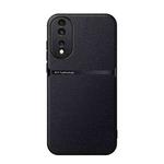 For Honor 80 Litchi Leather Magnetic Full Coverage Shockproof Phone Case(Black)