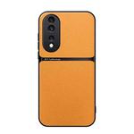 For Honor 80 Pro Litchi Leather Magnetic Full Coverage Shockproof Phone Case(Yellow)