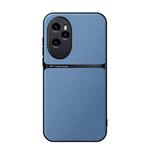 For Honor 100 Pro Litchi Leather Magnetic Full Coverage Shockproof Phone Case(Blue)