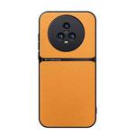 For Honor Magic5 Litchi Leather Magnetic Full Coverage Shockproof Phone Case(Yellow)