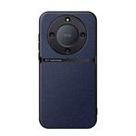 For Honor X9a Litchi Leather Magnetic Full Coverage Shockproof Phone Case(Navy Blue)