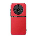 For Honor X9b Litchi Leather Magnetic Full Coverage Shockproof Phone Case(Red)