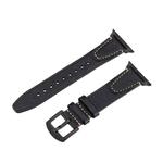 For Apple Watch 46mm / 49mm / 45mm / 44mm U-shape Genuine Leather Watch Band(Black)