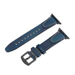 For Apple Watch 42mm / 41mm / 40mm / 38mm U-shape Genuine Leather Watch Band(Blue)