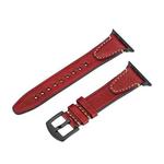 For Apple Watch 42mm / 41mm / 40mm / 38mm U-shape Genuine Leather Watch Band(Red)