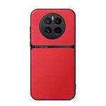 For Huawei Mate 50 Litchi Leather Magnetic Full Coverage Shockproof Phone Case(Red)