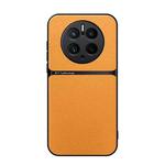 For Huawei Mate 50 Pro Litchi Leather Magnetic Full Coverage Shockproof Phone Case(Yellow)