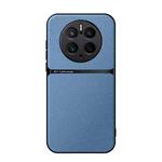 For Huawei Mate 50 Pro Litchi Leather Magnetic Full Coverage Shockproof Phone Case(Blue)