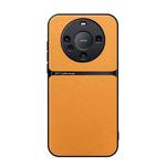 For Huawei Mate 60 Litchi Leather Magnetic Full Coverage Shockproof Phone Case(Yellow)