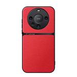 For Huawei Mate 60 Pro Litchi Leather Magnetic Full Coverage Shockproof Phone Case(Red)