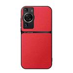 For Huawei P60 Litchi Leather Magnetic Full Coverage Shockproof Phone Case(Red)