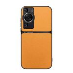 For Huawei P60 Litchi Leather Magnetic Full Coverage Shockproof Phone Case(Yellow)