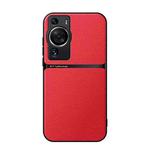 For Huawei P60 Pro Litchi Leather Magnetic Full Coverage Shockproof Phone Case(Red)