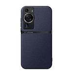 For Huawei P60 Pro Litchi Leather Magnetic Full Coverage Shockproof Phone Case(Navy Blue)