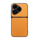 For Huawei Pura 80 5G Litchi Leather Magnetic Full Coverage Shockproof Phone Case(Yellow)