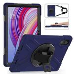 For Xiaomi Redmi Pad Pro 12.1 Rotatable Holder Silicone Hybrid PC Tablet Case with Shoulder Strap(Navy Blue)