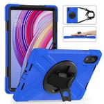 For Xiaomi Redmi Pad Pro 12.1 Rotatable Holder Silicone Hybrid PC Tablet Case with Shoulder Strap(Blue)