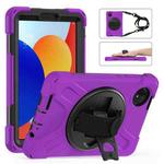 For Xiaomi Redmi Pad SE 8.7 Rotatable Holder Silicone Hybrid PC Tablet Case with Shoulder Strap(Purple)