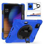 For Xiaomi Pad 7 / 7 Pro Rotatable Holder Silicone Hybrid PC Tablet Case with Shoulder Strap(Blue)