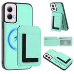 For Motorola Moto G Power 5G 2024 CX01 Detachable Magsafe Magnetic Card Bag Phone Case(Mint Green)