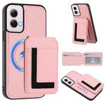 For Motorola Moto G Power 5G 2024 CX01 Detachable Magsafe Magnetic Card Bag Phone Case(Pink)