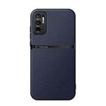 For Redmi Note 10 5G Litchi Leather Magnetic Full Coverage Shockproof Phone Case(Navy Blue)