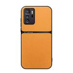 For Redmi Note 10 Pro 5G Litchi Leather Magnetic Full Coverage Shockproof Phone Case(Yellow)