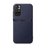 For Redmi Note 11 4G Litchi Leather Magnetic Full Coverage Shockproof Phone Case(Navy Blue)