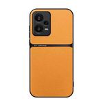 For Redmi Note 12 5G Global Litchi Leather Magnetic Full Coverage Shockproof Phone Case(Yellow)