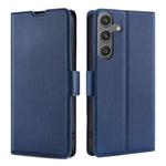 For Samsung Galaxy S25 5G Ultra-thin Voltage Side Buckle Horizontal Flip Leather Phone Case(Blue)